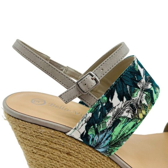 Bella Vita Womens 9 WW Floral Espadrille Grayson Wedge Sandals With Buckle Tropi - Picture 3 of 13